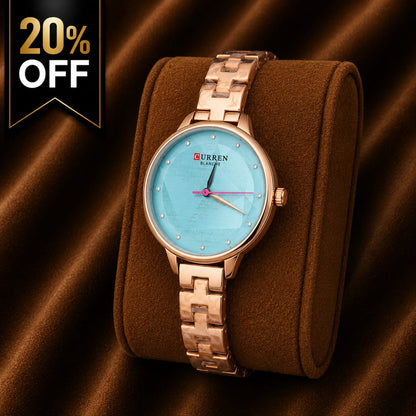 Curren Blanche Women's Rose Gold Watch – Sky Blue Dial