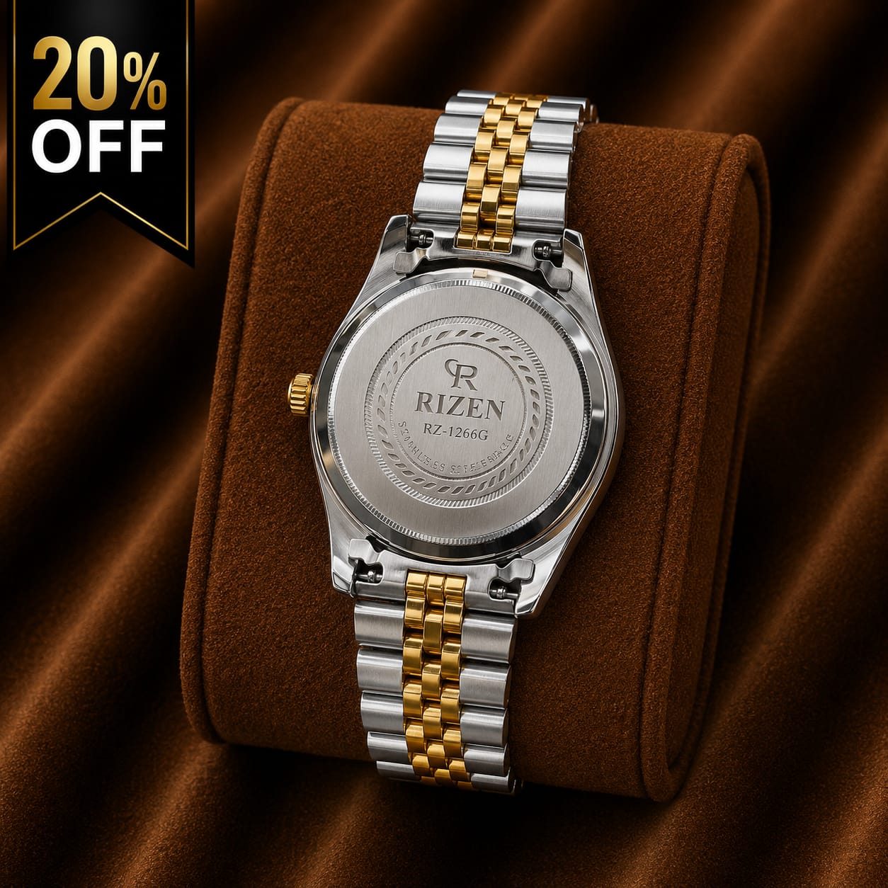 Rizen Two-Tone Stainless Steel Watch – Silver Dial