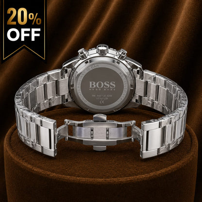Boss Silver Stainless Steel Chronograph Watch – Black Dial