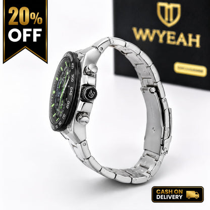 Luxury Black Dial Stainless Steel Chronograph Watch for Men