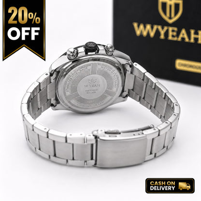 Luxury Black Dial Stainless Steel Chronograph Watch for Men